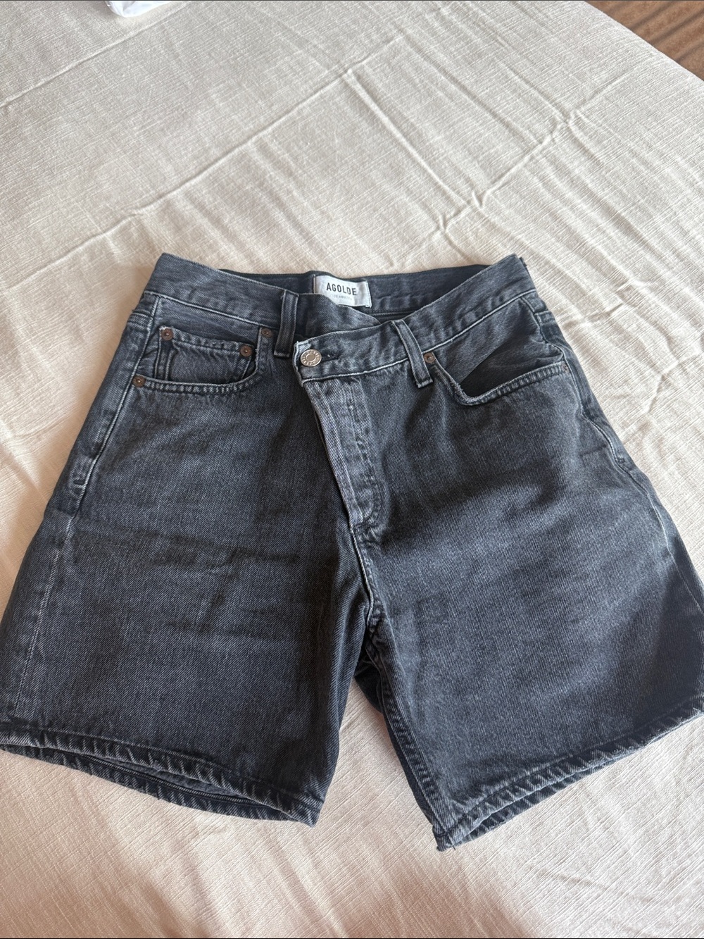 Agolde Black Washed Denim Jean Shorts